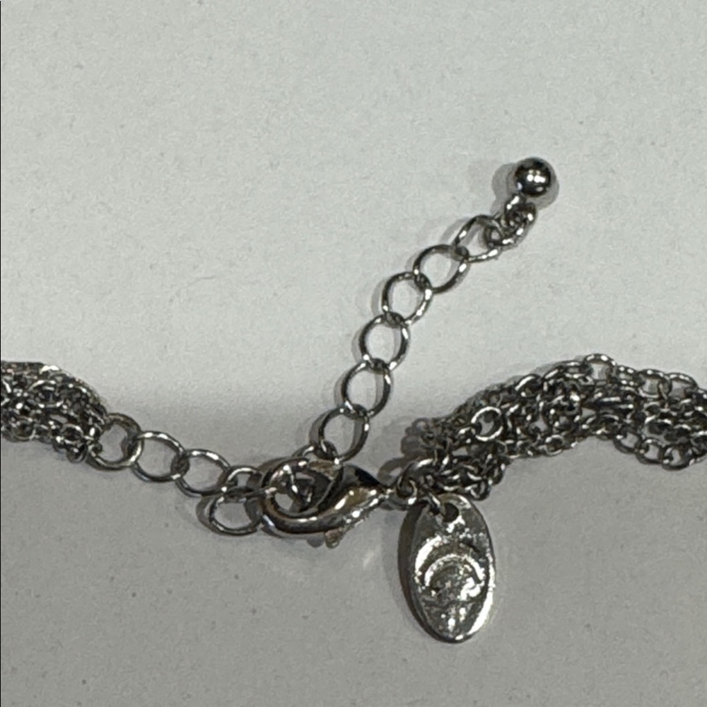 C Silver Tone multi strand layered Necklace with Turquoise and Jasper Accents - Picture 5 of 11